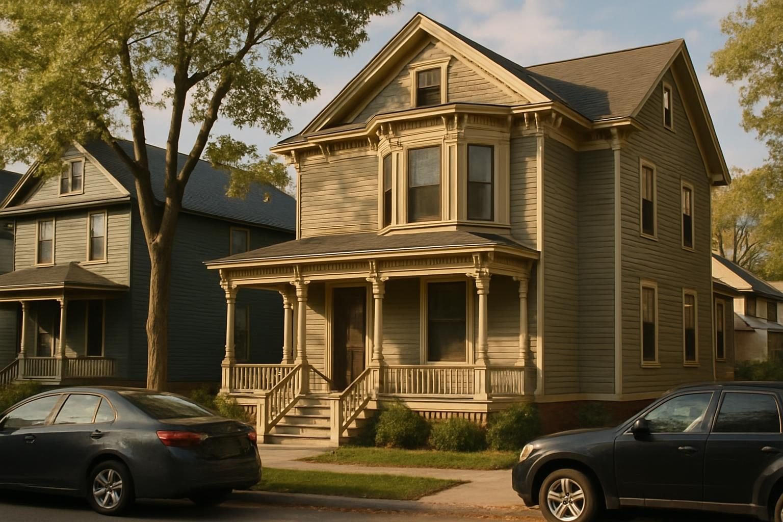 Historic Victorian-style house with a front porch in a Buffalo neighborhood