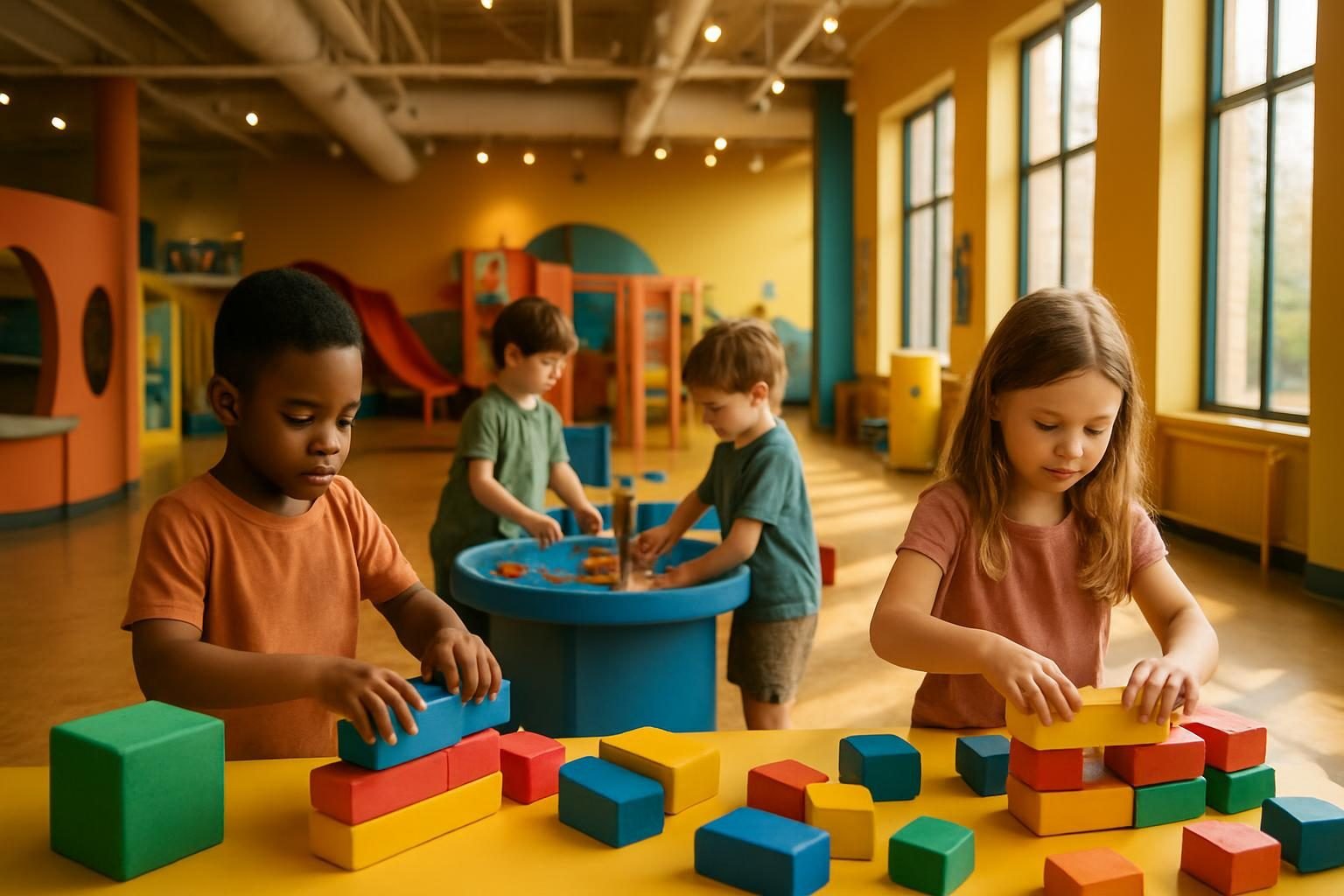 Kids playing at a hands-on indoor children's museum